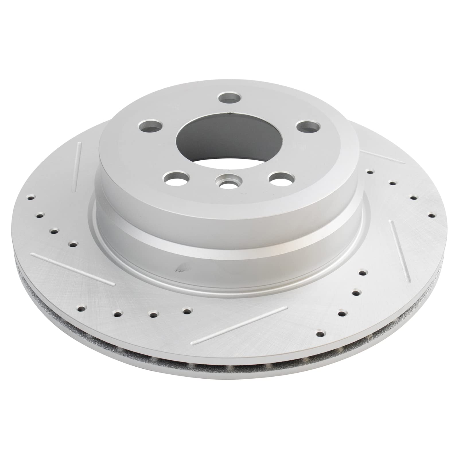 Trq Rear Performance Brake Rotors Set Premium G-Coated Cross Drilled & Slotted Compatible With 2007-2018 Bmw X5 2010-2019 X6