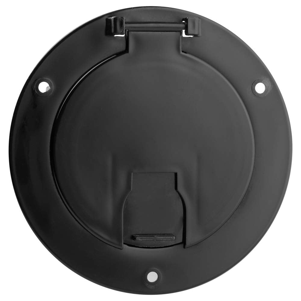 Halotronics Rv 5-Inch Round Electric Cable Hatch For 30 And 50 Amp Cords (Black)