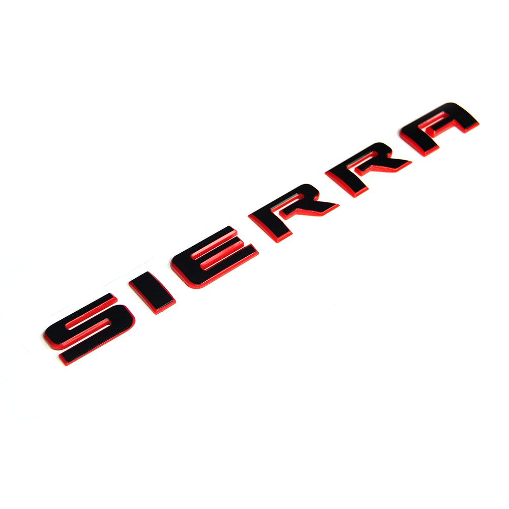 Yoaoo 1X Oem Red Line Sierra Letters Emblem Badge Compatible With 2500Hd 3500Hd Sierra 2011-2019 Denali (Redline)