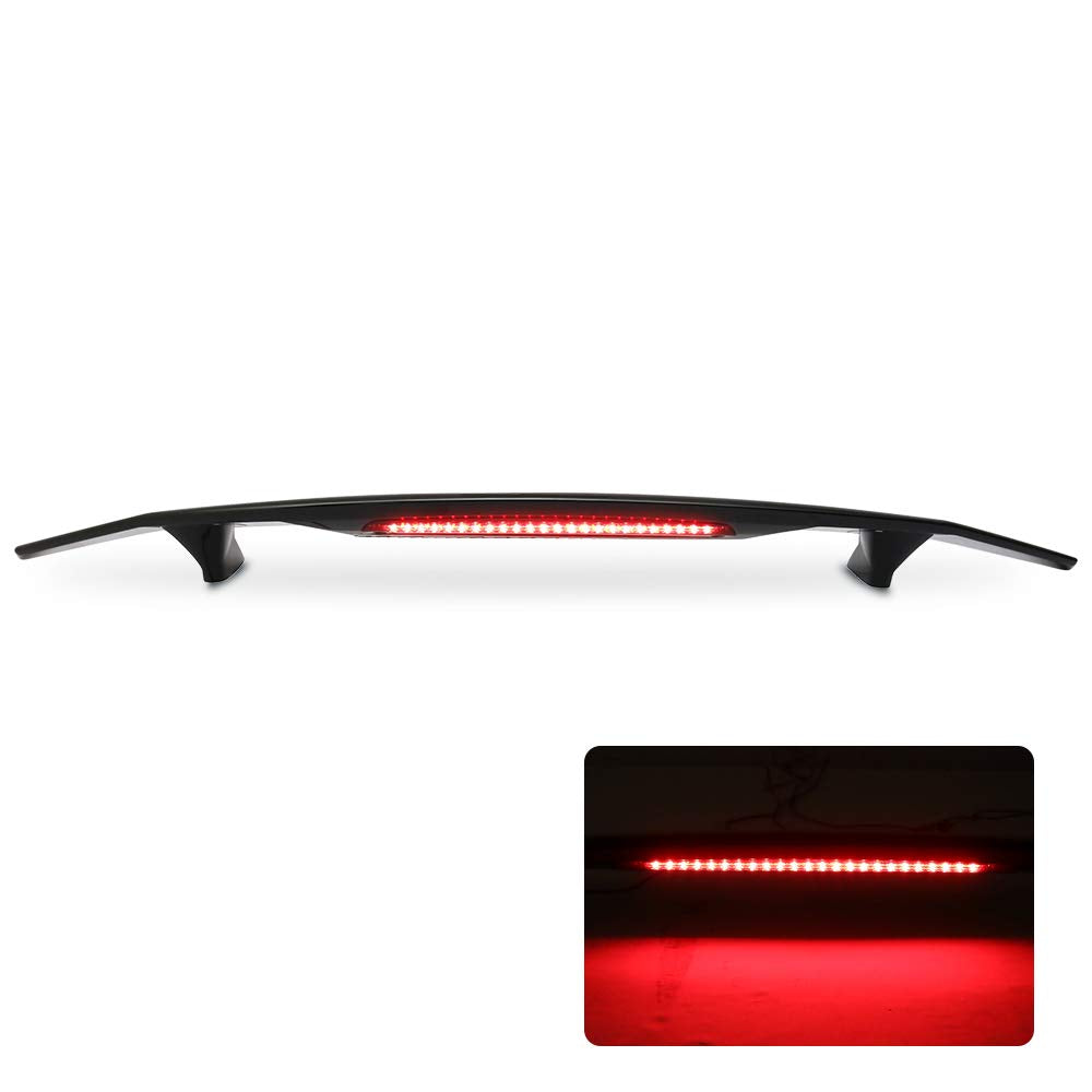 Trunk Spoiler Compatible with Universal Cars, IKON Style Glossy Black ABS Spoiler Wing BodyKit with 3rd Brake Light by IKON MOTO