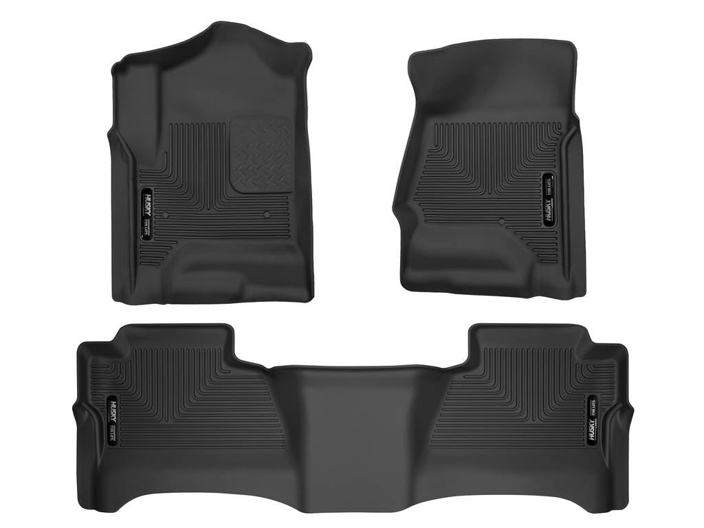 Husky Liners Weatherbeater Floor Mats | Fits 2014 - 2018 Chevrolet Silverado & Gmc Sierra 1500 Crew Cab; 15-19 Silverado/Sierra 2500/3500 Crew Cab (Footwell Cvg) | Front & 2Nd Row, 3-Pc Black - 98231