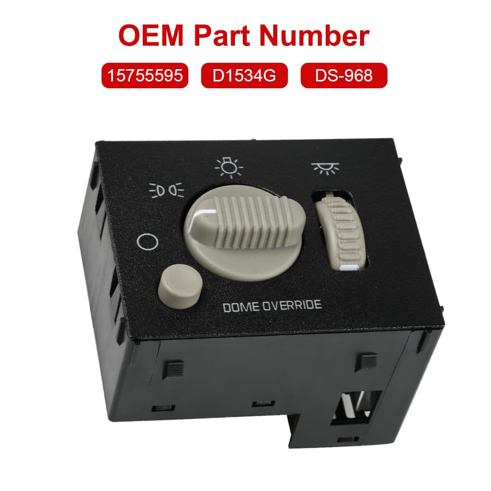 Wmphe Compatible With Headlight Switch Chevy Silverado Suburban 1999-2002 Gmc Sierra 2000-2002 Tahoe Avalanche Yukon Xl Headlamp Dimmer Switch Replace Oe # 15755595 D1534G Ds-968
