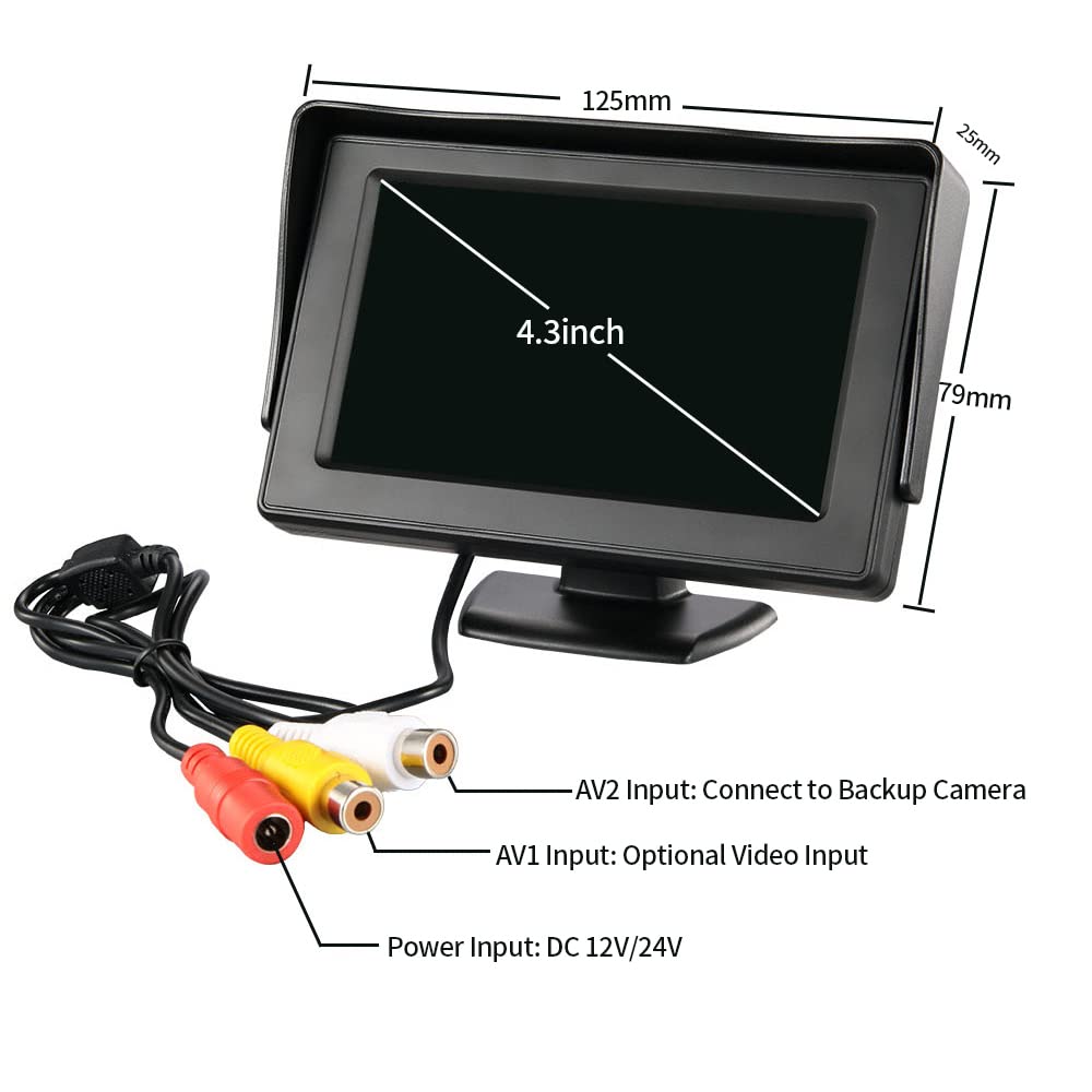 B-Qtech 4.3 Inch Color Tft Lcd Display Screen Backup Camera Monitor Only Rear View Reverse Monitor Display For Car Suv Van Truck