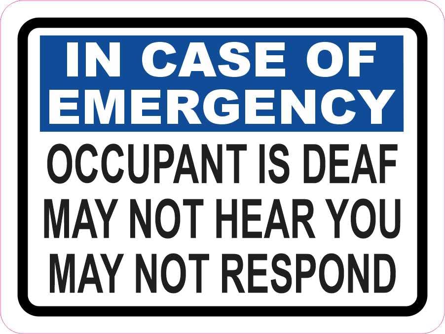StickerTalk Occupant is Deaf Vinyl Sticker, 3 inches by 2.25 inches