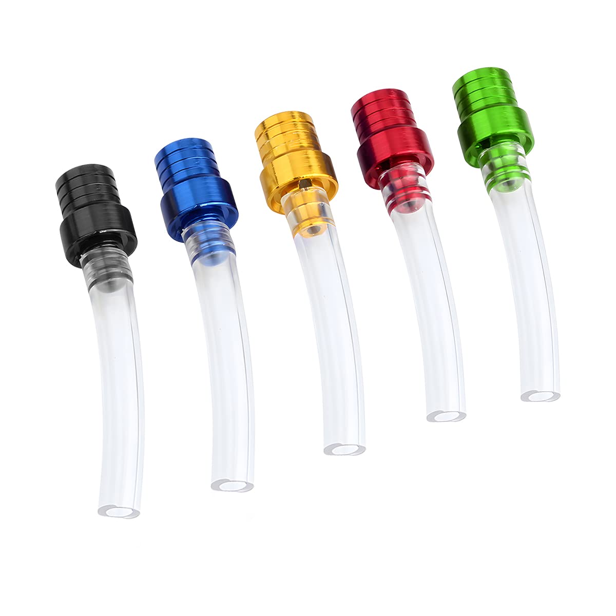 5PCS Motorcycle Gas Fuel Tank Cap Vent, Breathing Tube Hose Two-Way Fuel-Saving Vent Breather Cap, CNC Aluminum PVC Vent Hose Tu