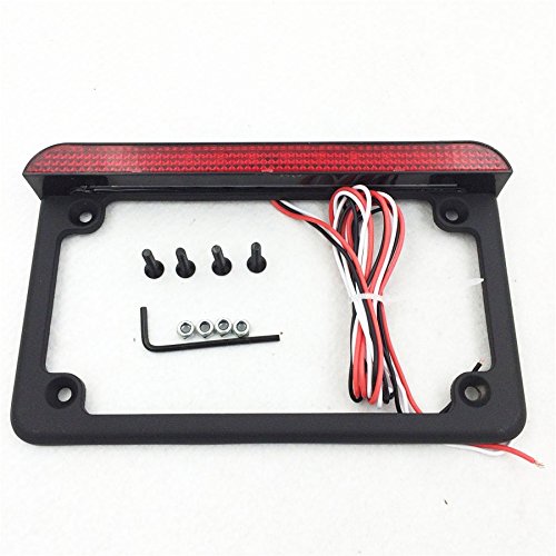 Httmt Mt294-002-Bk Black 7 Inches X 4 Inches Flat License Plate Frame Bracket Tag Holder W/ 6 Inches Led Bar Compatible With Uni