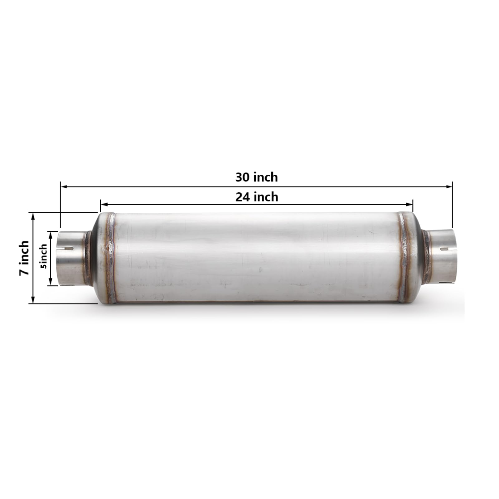 A-Karck 5'' Inlet Exhaust Resonator, 5'' Inlet 5'' Outlet 30'' Overall Length Muffler Resonator Stainless Steel (5'' Inlet/Outle