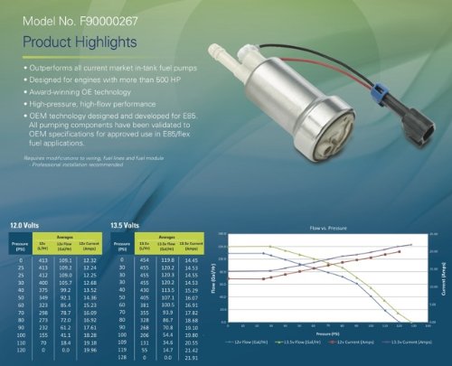 Walbro F90000267 450 Lph E85 Fuel Pump