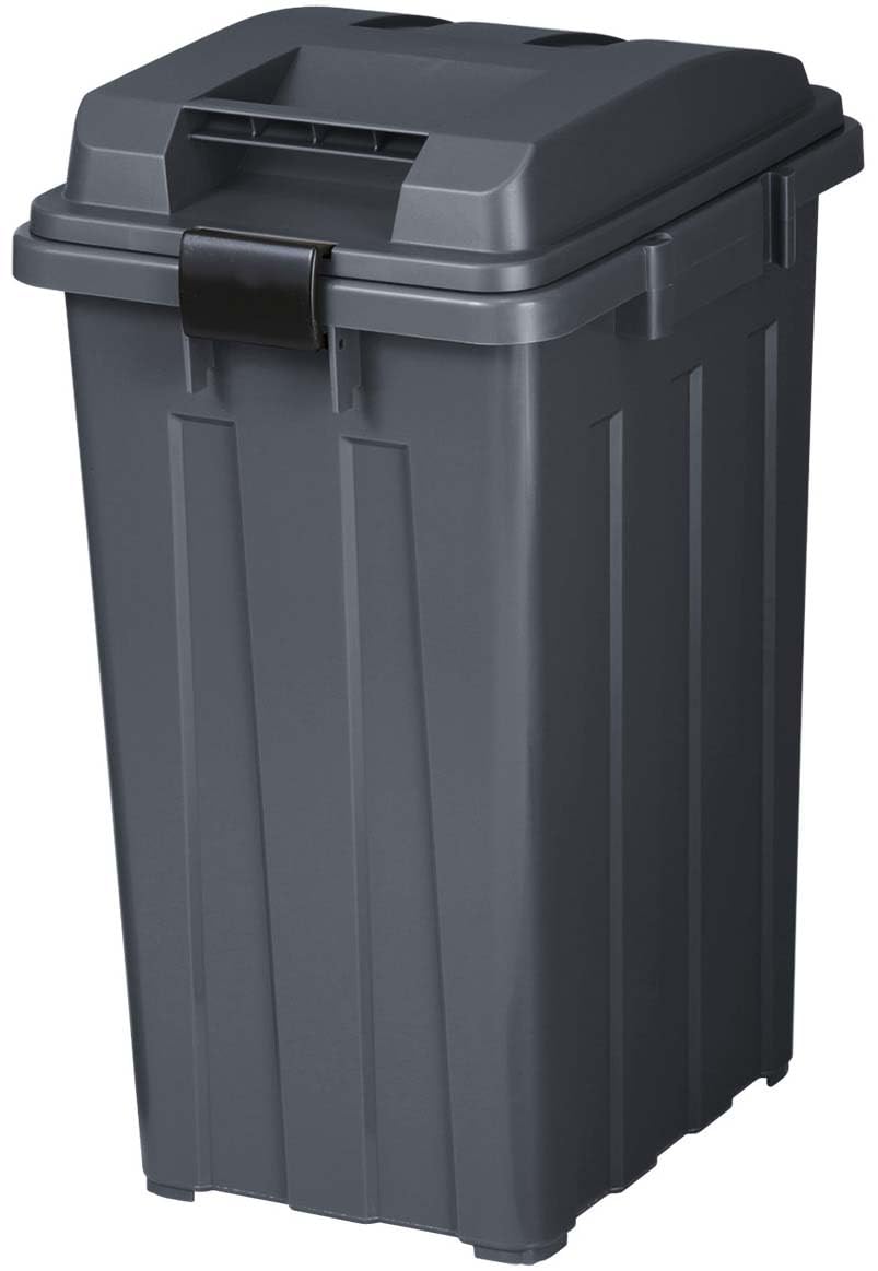 Shinki Synthetic Dragonfly Trash Can with Handle, With Lid, Sorting, 45 Liters, Charcoal Black, Width 13.2 x Depth 16.3 x Height
