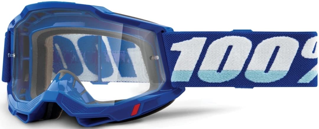 100% Accuri 2 Enduro Mountain Bike & Motocross Goggles - MX and MTB Racing Protective Eyewear (Blue - Clear Dual Lens)