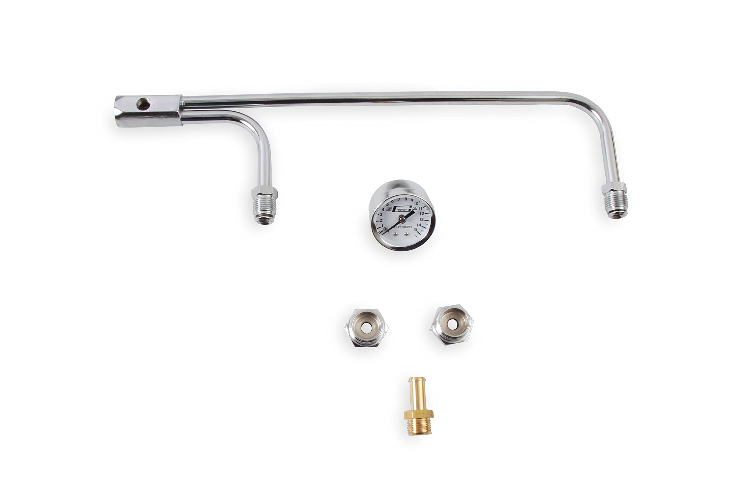 Mr. Gasket 1559 Chrome Plated Fuel Line With Pressure Gauge
