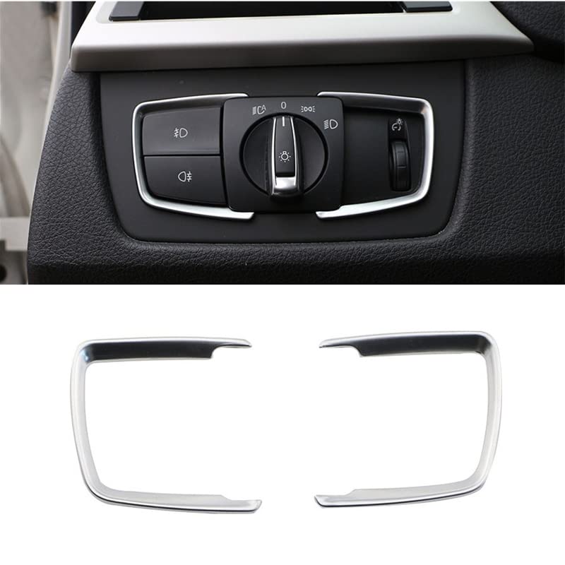 Qiilu Headlight Control Panel Sticker, Car Interior Accessories Headlight Switch Frame Trim Cover for 1 2 3 4 X5 X6 Series F20 F22 F30 F32 Silver
