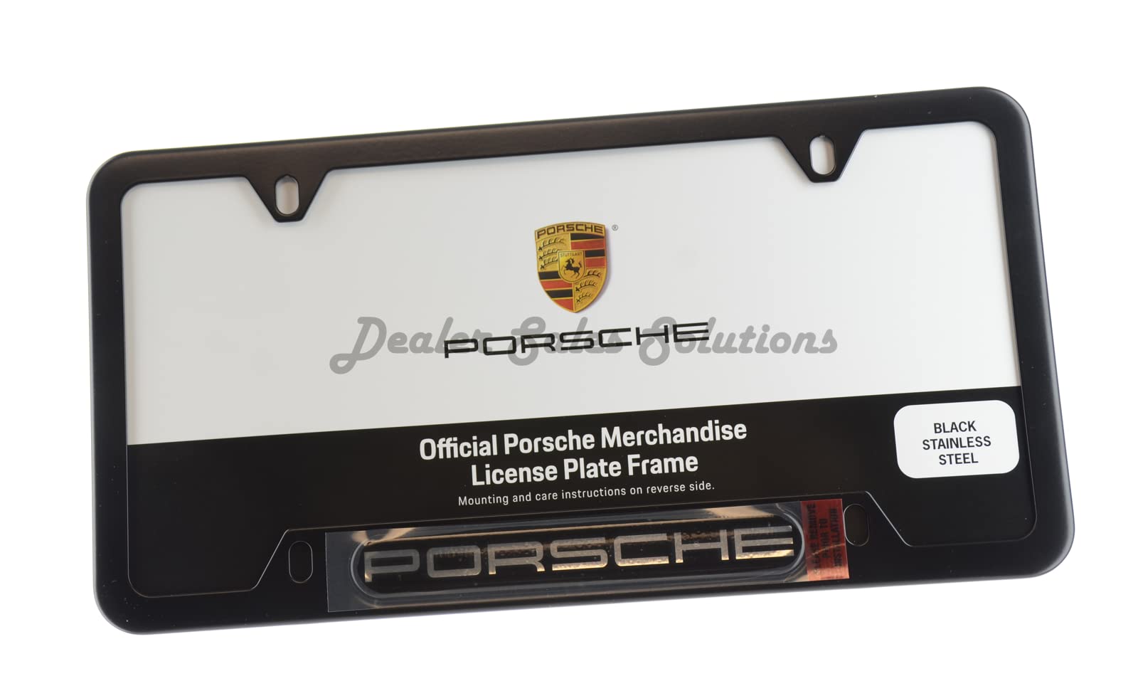 Porsche Genuine Oem Stainless Steel Nameplate License Frame - Matte Black Finish