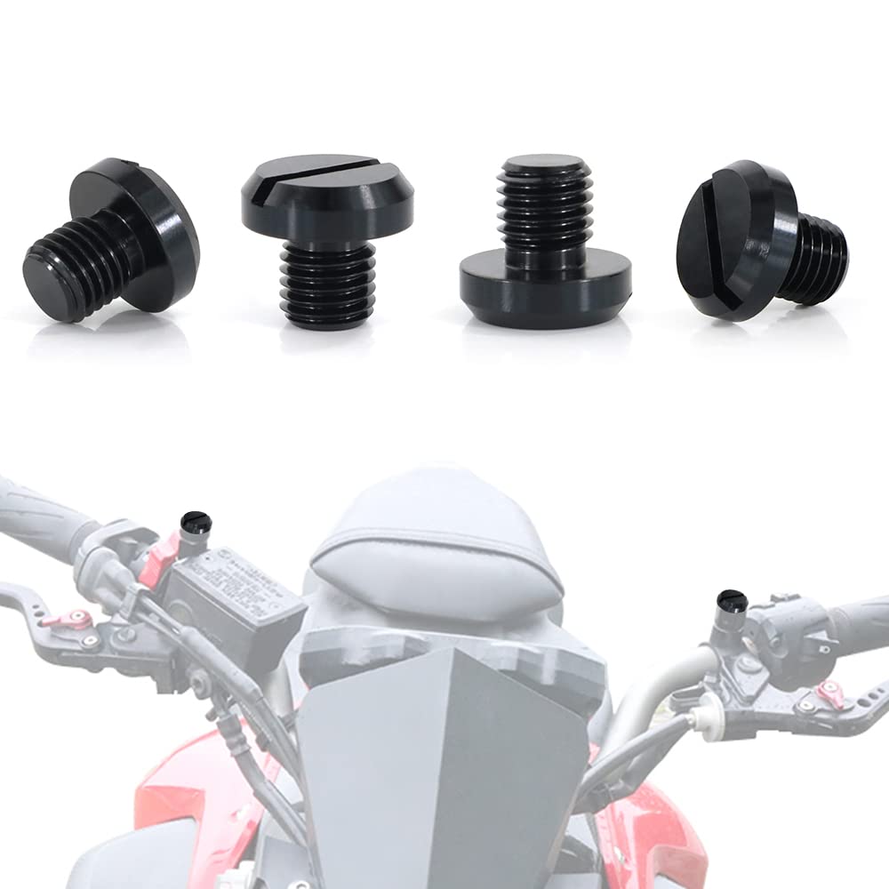 Xitomer M10-1.25 4Pcs Mirror Blanking Plugs Hole Plugs, Fit For Drz400 Grom Msx125, Fz07 / Fz1, Z800 / Z900Rs, Street, Sv650 Mt-