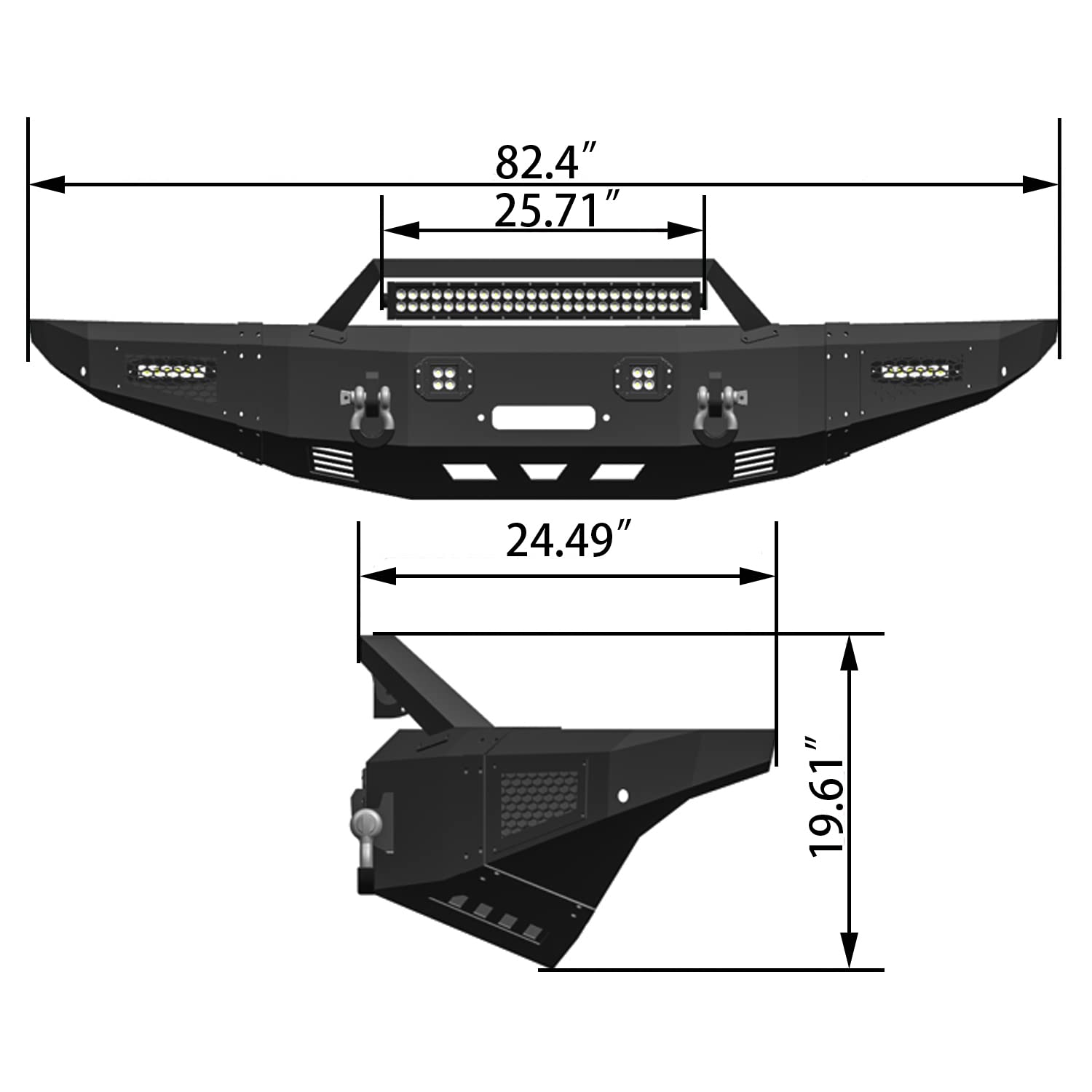 Tioyar Front Bumper Compatible With 2009-2014 Ford F150 Raptor W/Winch Plate & 5 Led Lights & 2 4.75T D-Rings