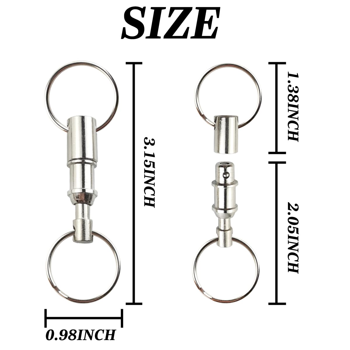 Ronyoung 11Pcs Quick Release Keychain Detachable Pull Apart Key Rings Heavy Duty Dual Split Snap Lock Holder Silver Double Spring Key Accessory