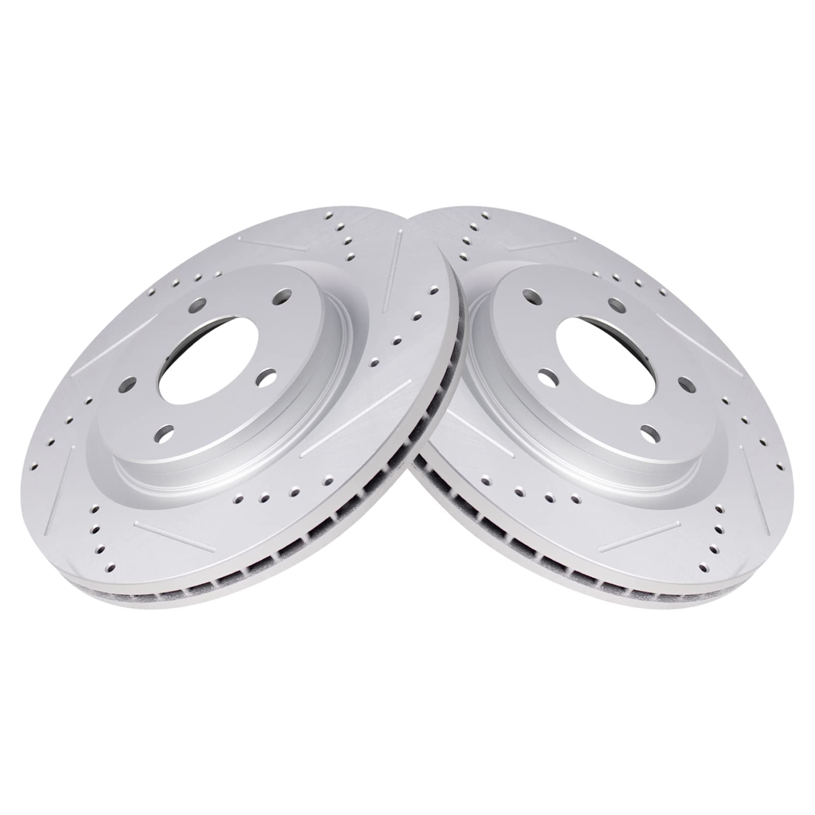 Trq Front Performance Brake Rotors Set Premium G-Coated Cross Drilled & Slotted Compatible With 2011-2017 Nissan Juke 2017-2019