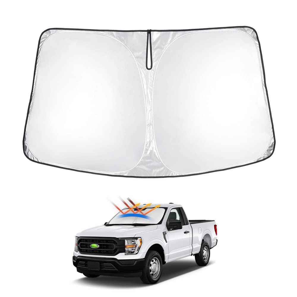 T Tgbros Windshield Sun Shade For Ford F150 2015-2020 Accessories Foldable Sun Shield Front Window Sunshade Cover Sun Visor Cove