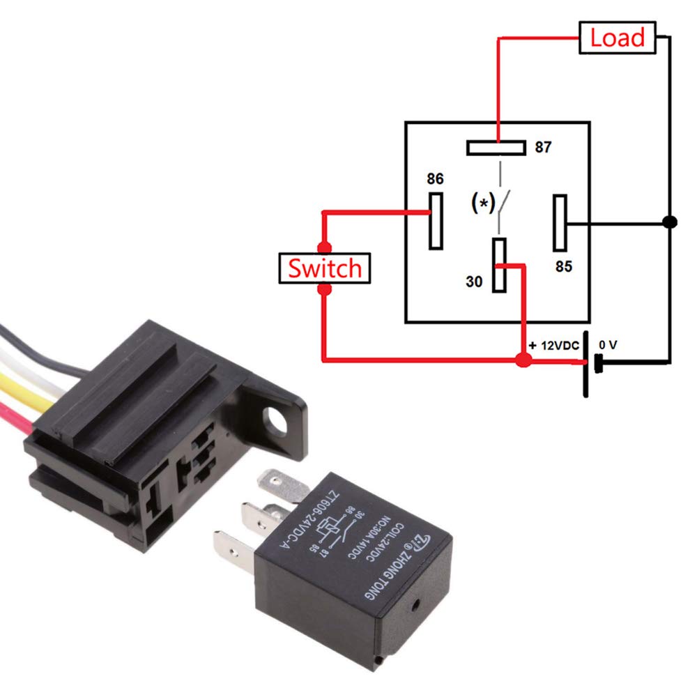 ESUPPORT 12V 30A Heavy Duty Relay Switch, Waterproof 4Pin SPST Plug Harness, Pack of 5 for Automotive Use