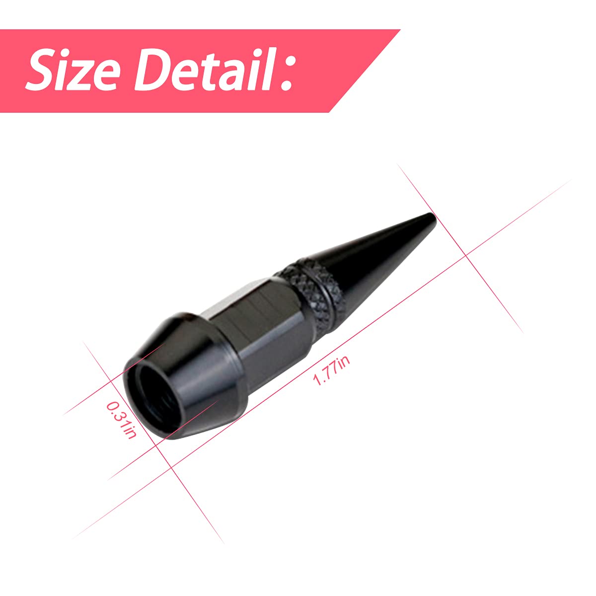 Car Wheel Tire Valve Caps, 4 Pack Spiked Aluminum Valve Stem Caps, Attractive Dustproof Car Accessories, Universal For Most Vehicles (Black/45Mm)