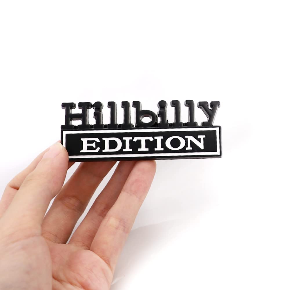 CARRUN 2 Pcs Hillbilly Edition Emblem Car Side Rear Front Hood Trunk Door Badge 3D Decal Sticker Fit for Truck SUV (Hillbilly, B