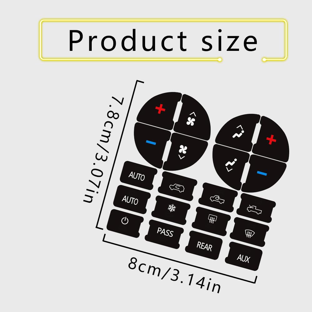 Kutyun 2Pcs Ac Dash Button Repair Kit, Ac & Radio Button Repair Sticker, Decal Replacement For Fixing Ruined Faded A/C Controls,