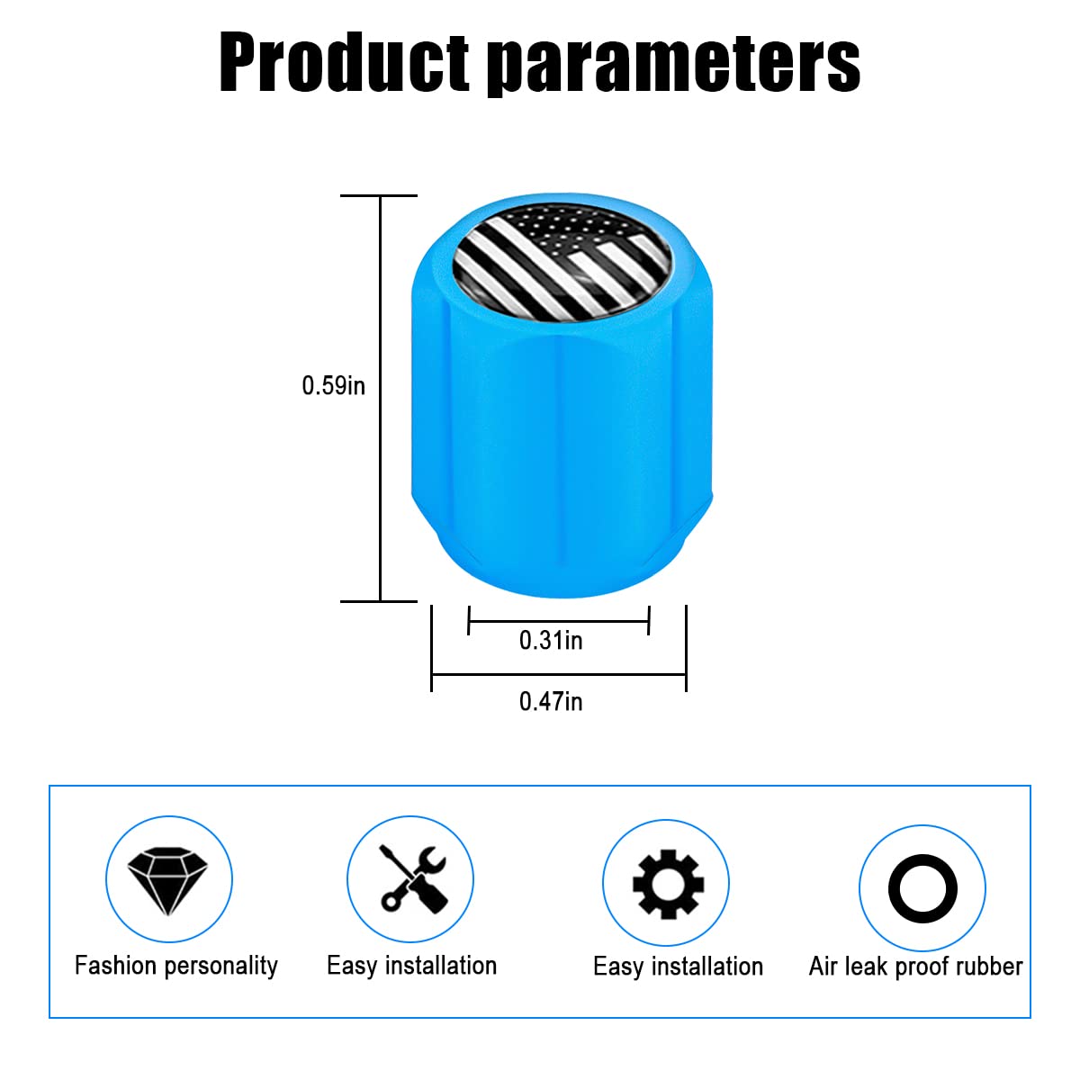 12Pcs Fluorescent Car Tire Valve Caps, Luminous Tire Air Caps Cover, Vehicle Tire Pressure Caps, Illuminated Auto Car Wheel Valve Stem, Universal For Car, Suv, Motorcycle, Truck, Bike (Blue/Black)