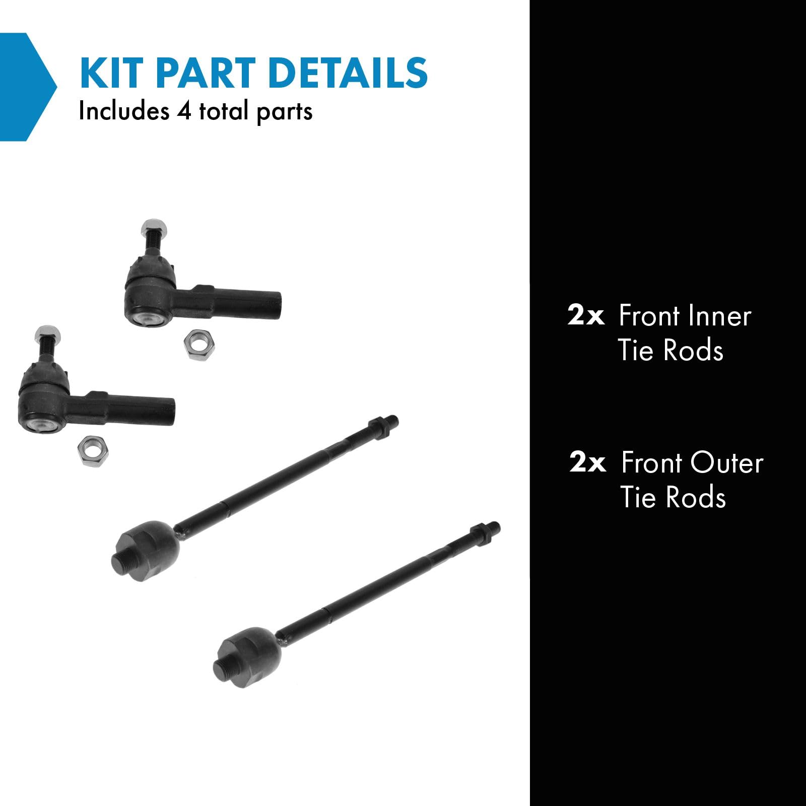 Trq Front Tie Rod Set Compatible With 1993-2002 Chevrolet Camaro Pontiac Firebird 1991-1992 Saturn Sc Sc1 Sc2 1991-2002 Sl Sl1 S