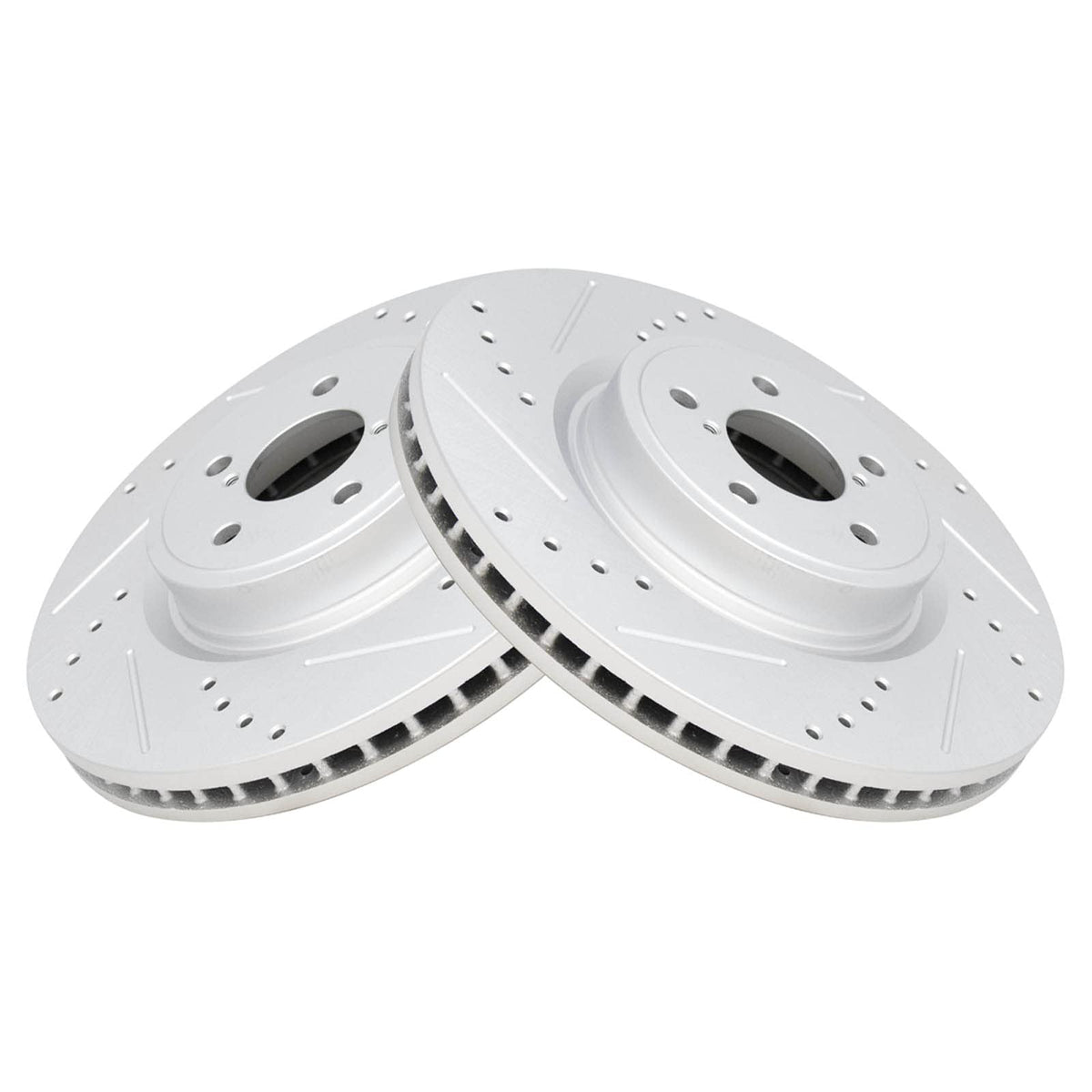Trq Front Performance Brake Rotors Set Premium G-Coated Cross Drilled & Slotted Compatible With 2014-2018 Subaru Forester 2005-2