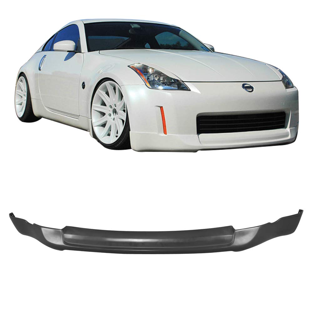 Freemotor802 Front Bumper Lip Splitter Air Dam Chin Spoiler  Fits 2003-2005 Nissan 350Z  Ing-S Style Unpainted Black Pu 1Pc Underbody Front Lip Spoiler Lower Guard Protector -Like New