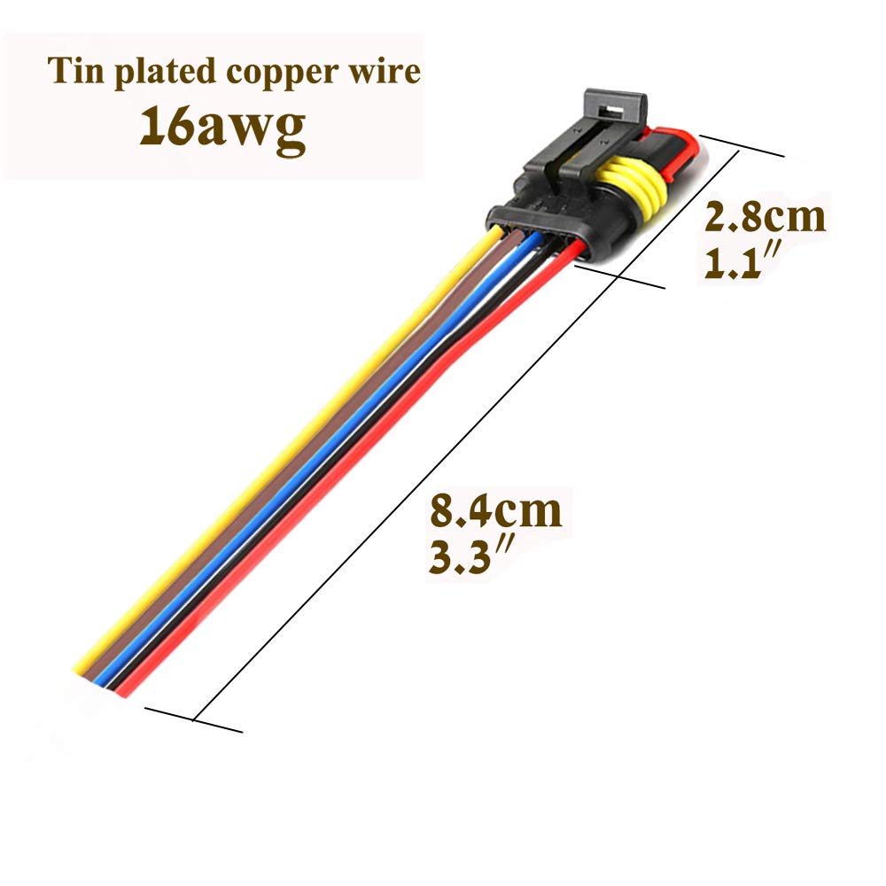 Qofowin 5 Pin Connector Waterproof,5Pin Way Car Electrical Connector,With Wire 16 Awg Marine For Car,Truck,Boat,Motorcycle And Other Wire Connections. (5Pairs)