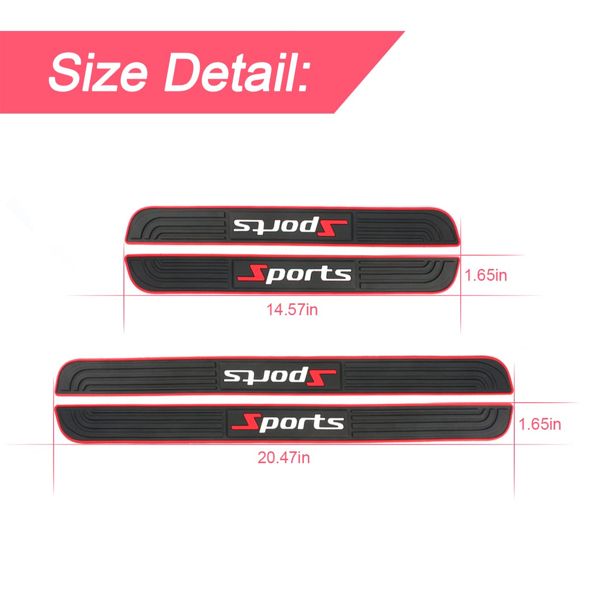 4Pcs Car Door Sill Plate Protectors, Auto Door Entry Guards Sill Scuff Cover Panel Step Protector, Pvc Rubber Anti-Scratch Front Rear Door Pedal, Car Accessories For Most Vehicles (Black/Sport)