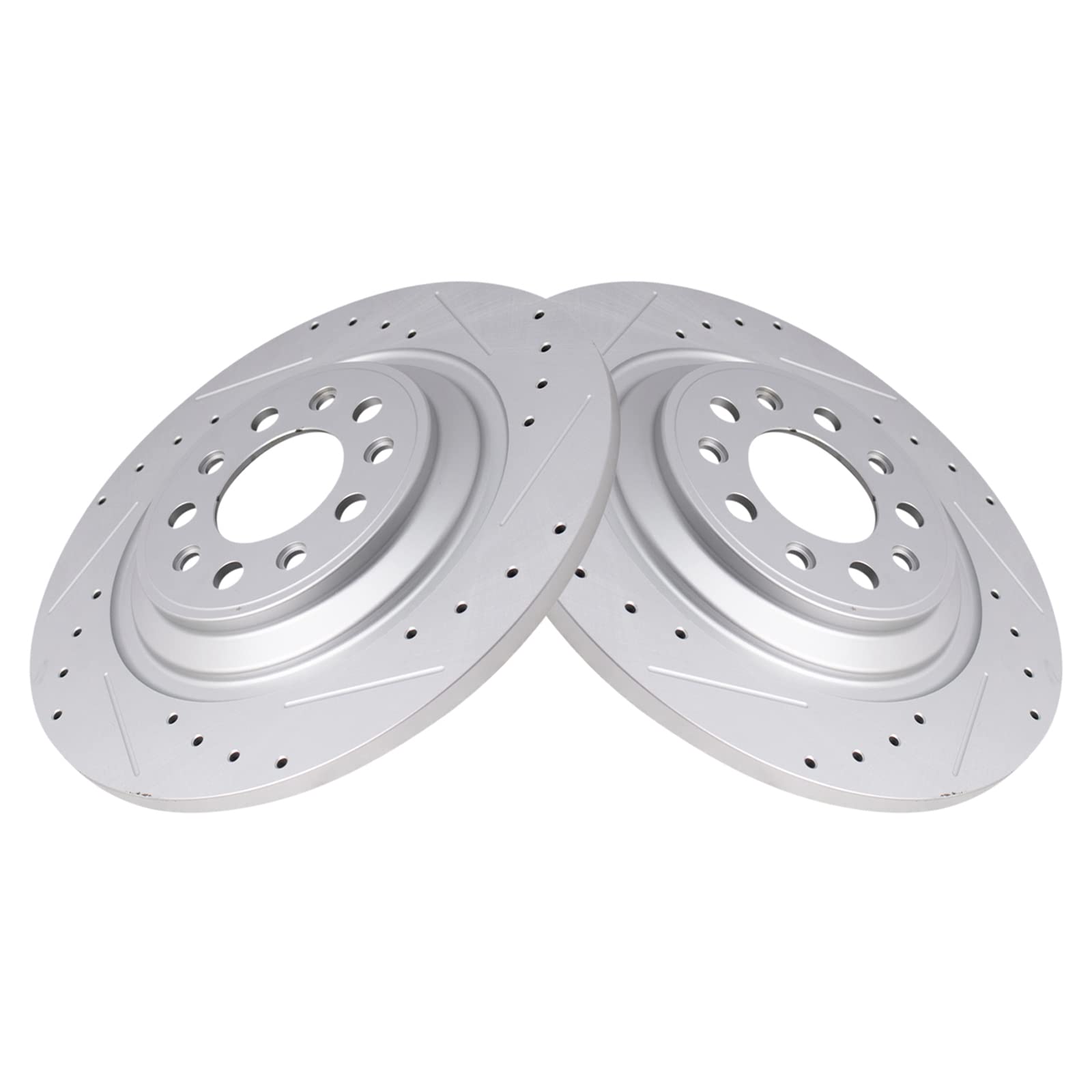 Trq Rear Performance Brake Rotors Set Premium G-Coated Cross Drilled & Slotted Compatible With 2014-2023 Jeep Cherokee