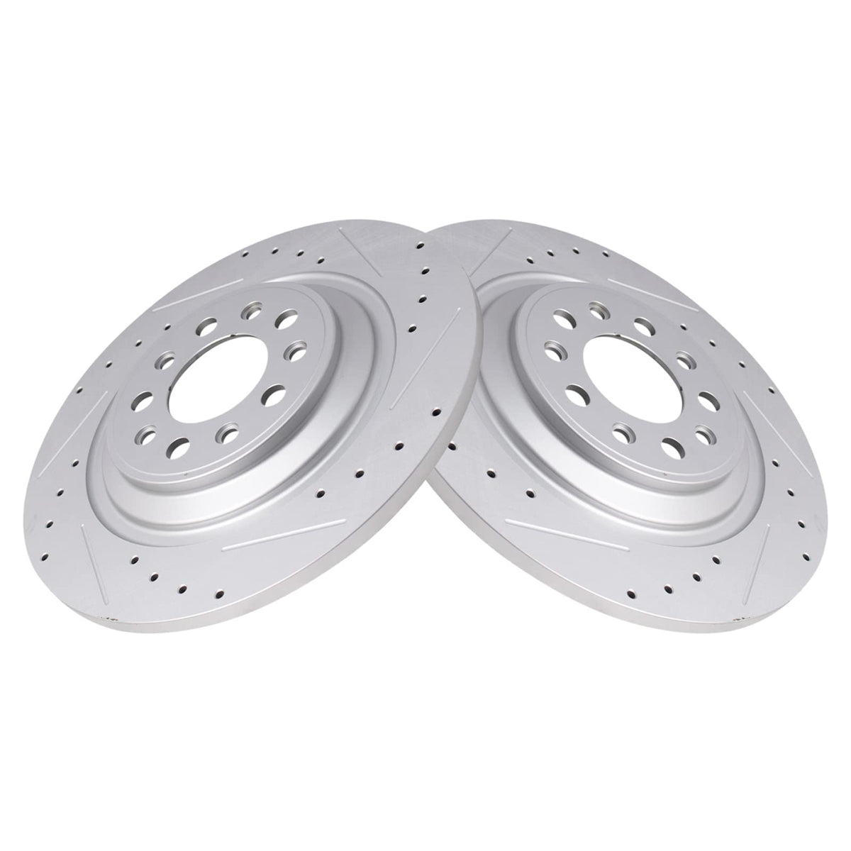 Trq Rear Performance Brake Rotors Set Premium G-Coated Cross Drilled & Slotted Compatible With 2014-2023 Jeep Cherokee