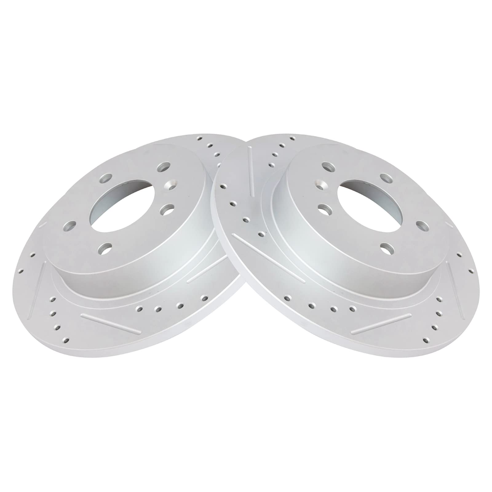 Trq Rear Performance Brake Rotors Set Premium G-Coated Cross Drilled & Slotted Compatible With 2006-2011 Buick Lucerne Cadillac