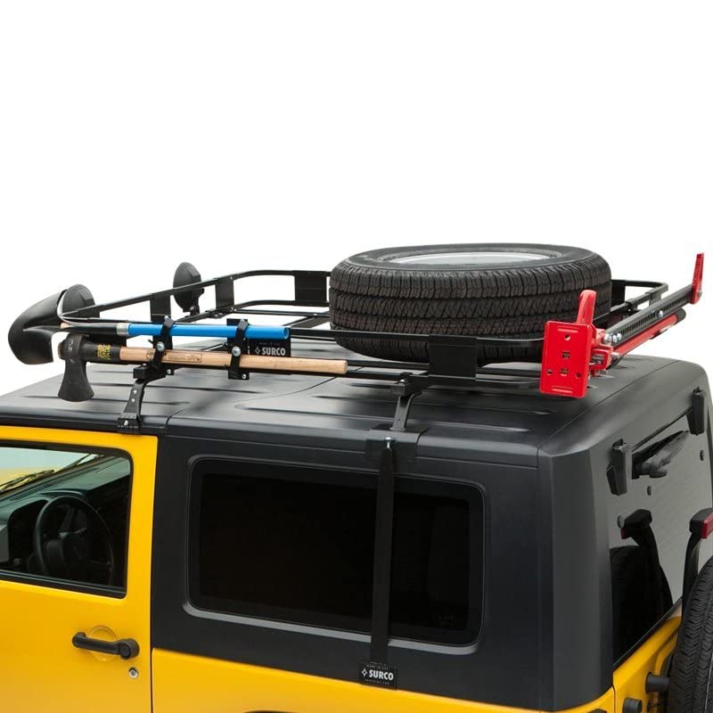 Surco Black Aluminum Safari Roof Rack for Cargo, Luggage, and Bikes. Premium Quality Made in The USA. for Truck, Car, Van, SUV. 50&quot; W x 50&quot; L x 5&quot; T. Requires Vehicle Specific Roof Rack Adapter