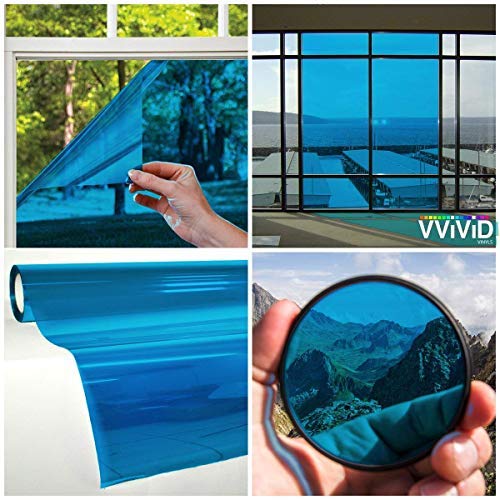 Vvivid Transparent Colorful Vinyl Window Tinting Sheets (6Ft X 4.9Ft, Blue)