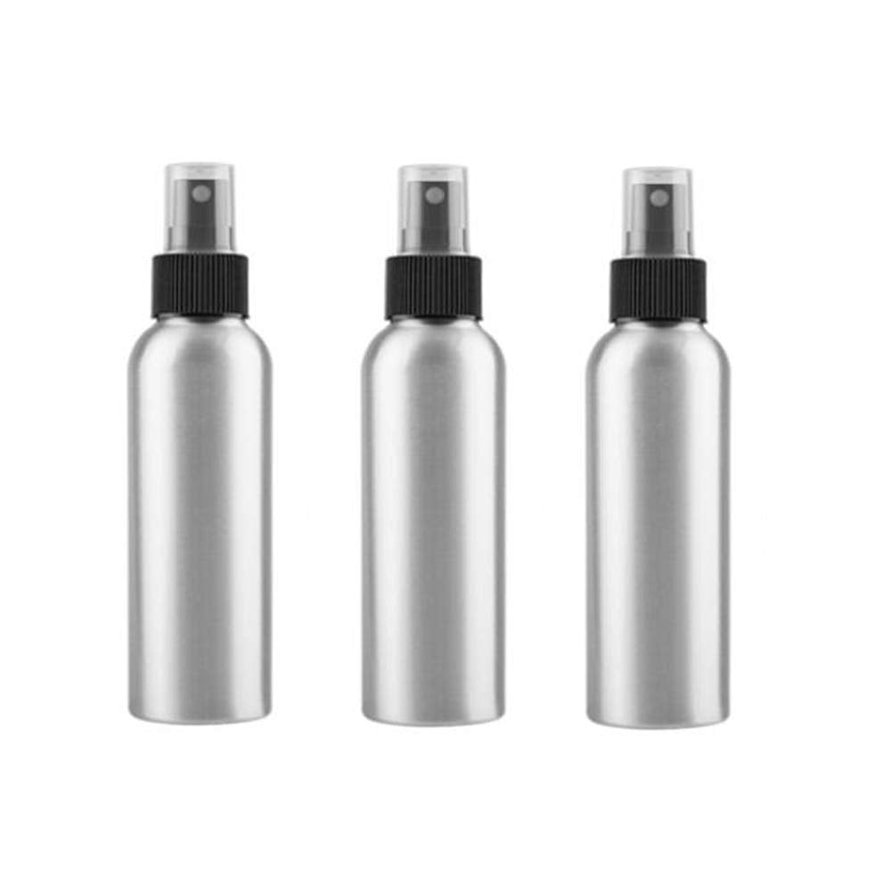 3 Pcs Aluminum Fine Mist Spray Bottle with Black Pump Sprayer Empty Sample Atomizer Containers for Essential Oils Perfume Aromatherapy Makeup Water size 120ml/4oz-New