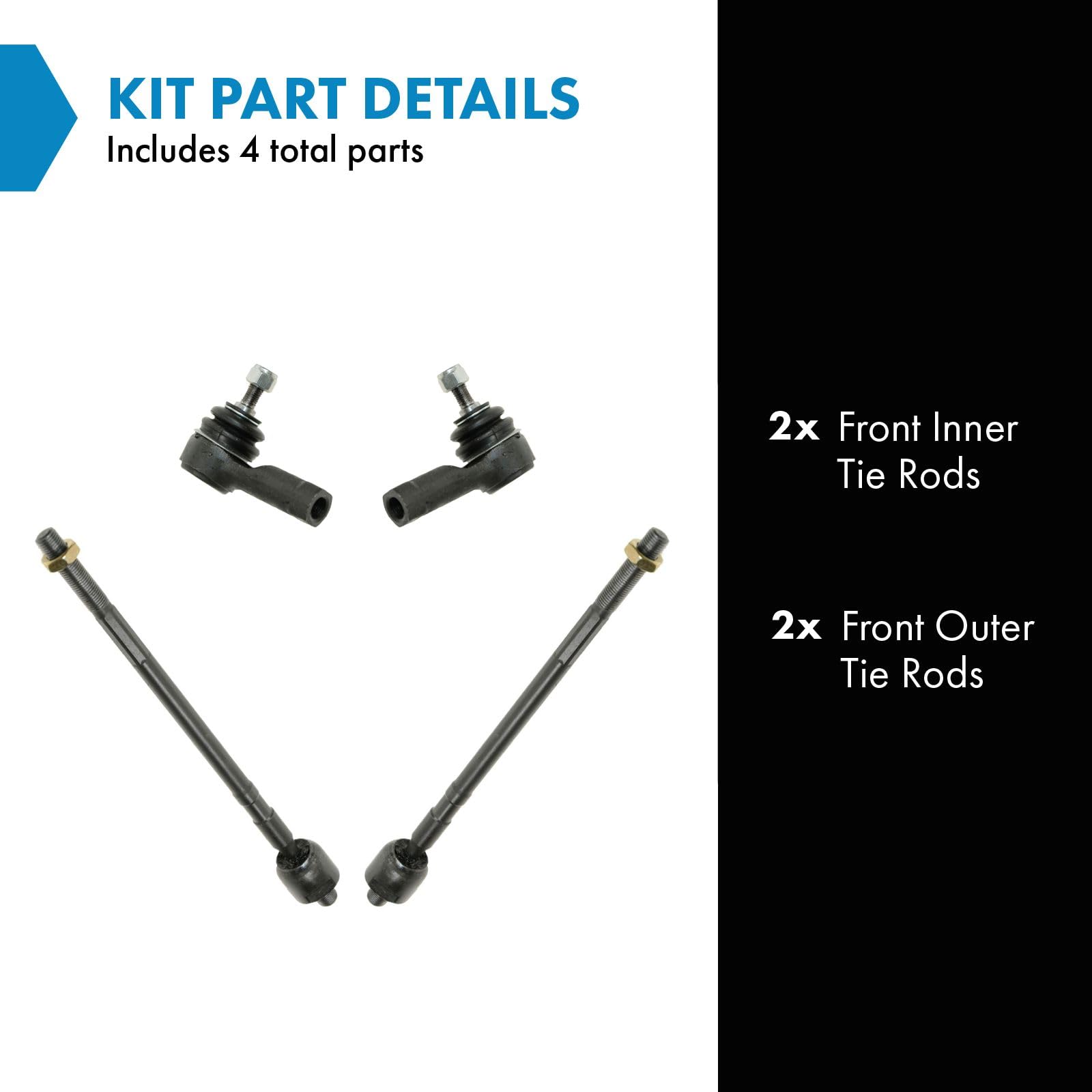 Trq Front Tie Rod Set Compatible With 2003-2006 Mitsubishi Outlander
