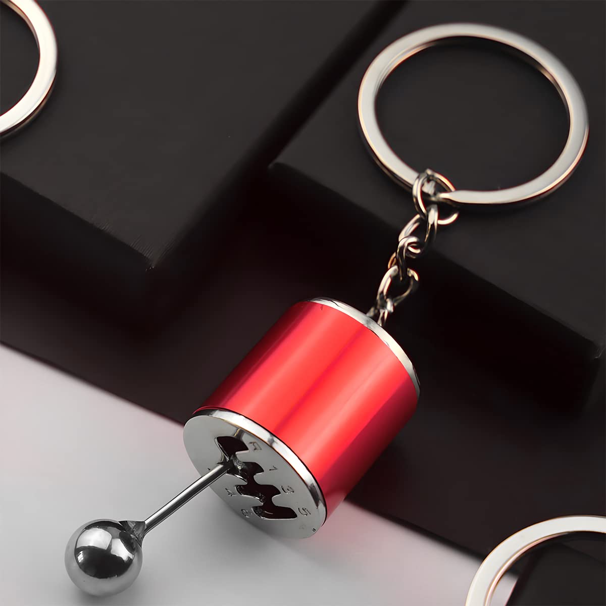 Belomi Car Shifter Gear Keychain, 6 Speed Shifter Keyring Gadgets, Car Shift Lever Manual Transmission (Red)