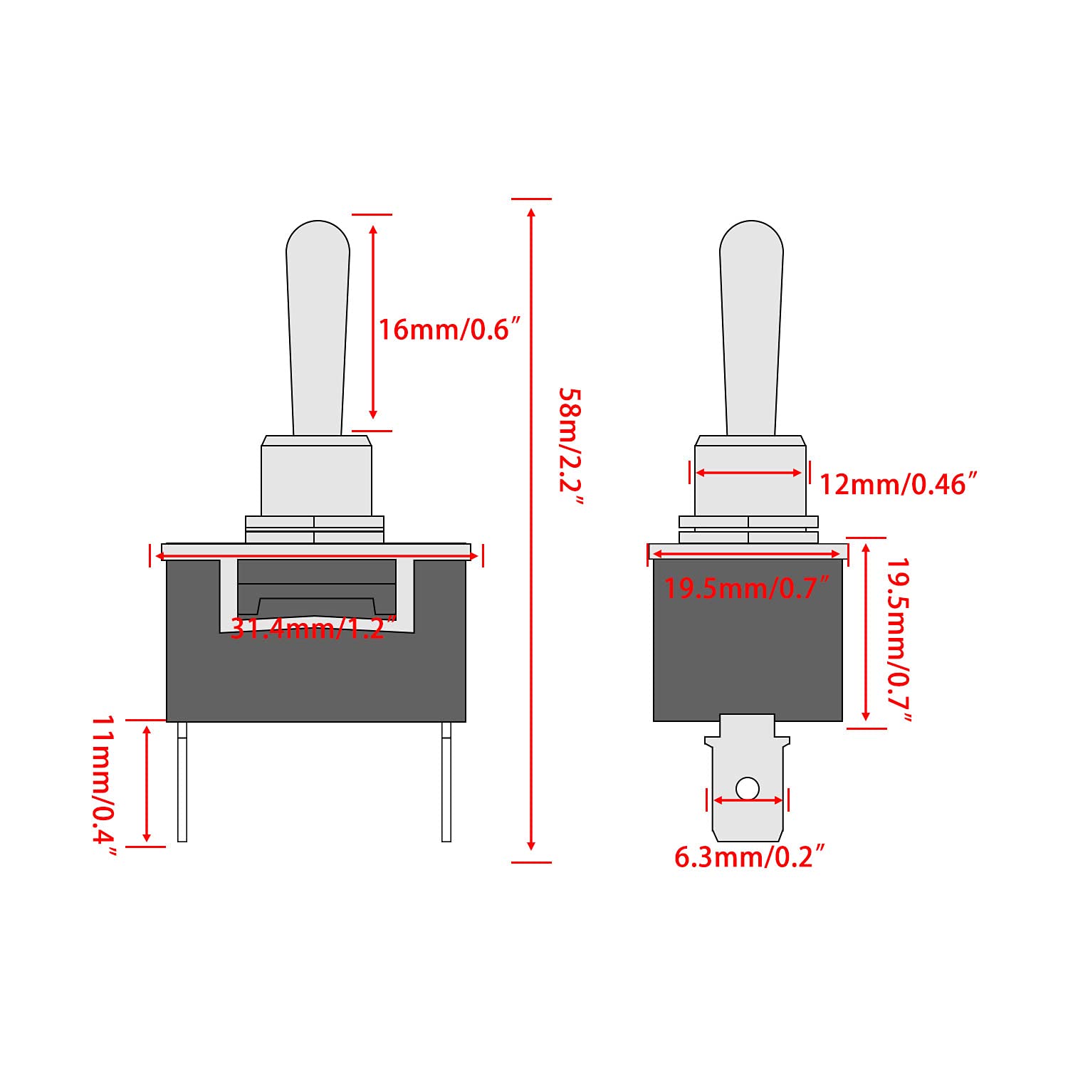 Weideer 12V Toggle Switch On/Off 16A 250V 2 Pin 2 Position Heavy Duty Toggle Switch With Mounting Plate Waterproof Cap And Wires