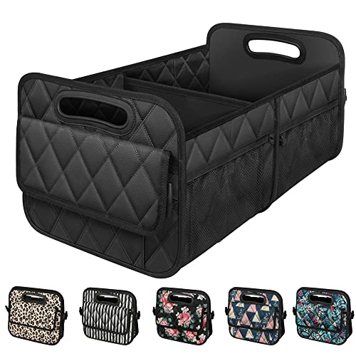 Deosk Car Trunk Organizer - 50L Waterproof Polyester, 6 Pockets, Medium Size, Black, Model WXAG-0031