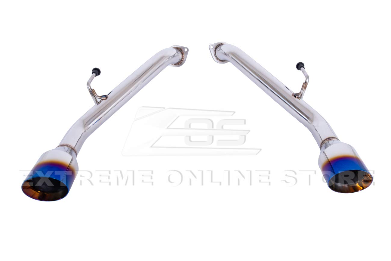 Replacement For 2014-Present Infiniti Q50 Stainless Steel Polished Silver Muffler Axle Back 4' Double Wall Dual Burnt Tips Exhaust