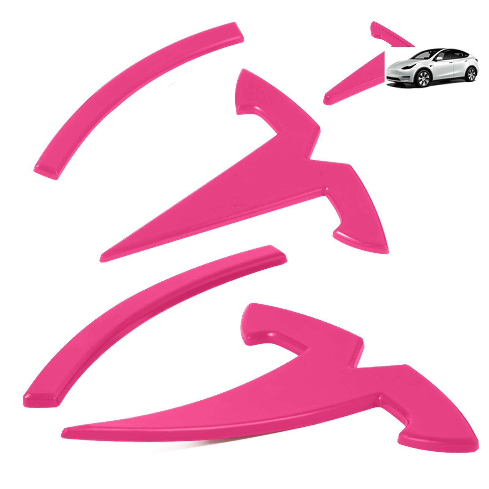 Nanaholy Model 3 Emblem Cover Compatible With Tesla Model 3 Accessories 2023 2022 2021-2017 Logo Sticker(Rosered-3Pcs)