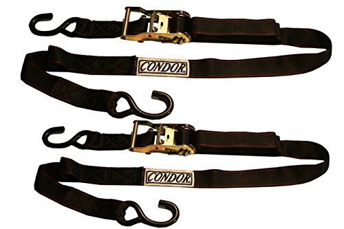 1 Pair Of Condor Motorcycle Ratchet Tie-Down Straps For Wheel Chock Or Trailer (Ratchet 1.5')