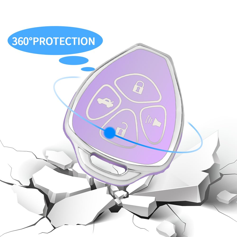 Qbuc For Toyota Key Fob Cover With Keychain,Car Key Case Fit For Toyota 2007-2011 Camry | 2008-2013 Avalon Corolla | 2009-2016 V