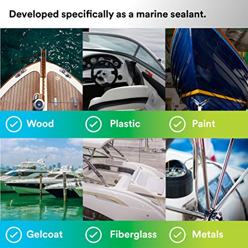 3M Marine Grade Silicone Sealant, 08027, For Boats And Rvs, Above The Waterline Interior/Exterior Sealing, White, 10.3 Fl Oz Car