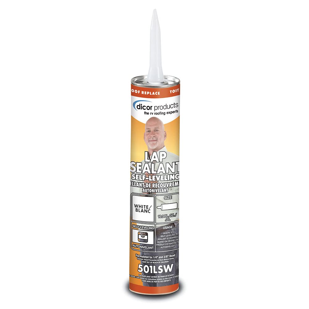 Dicor 501LSW-25 HAPS-Free Self-Leveling Lap Sealant, 25 Tubes, 10.3 Oz, White - Ideal for RV Roofing, Maintenance & Repair