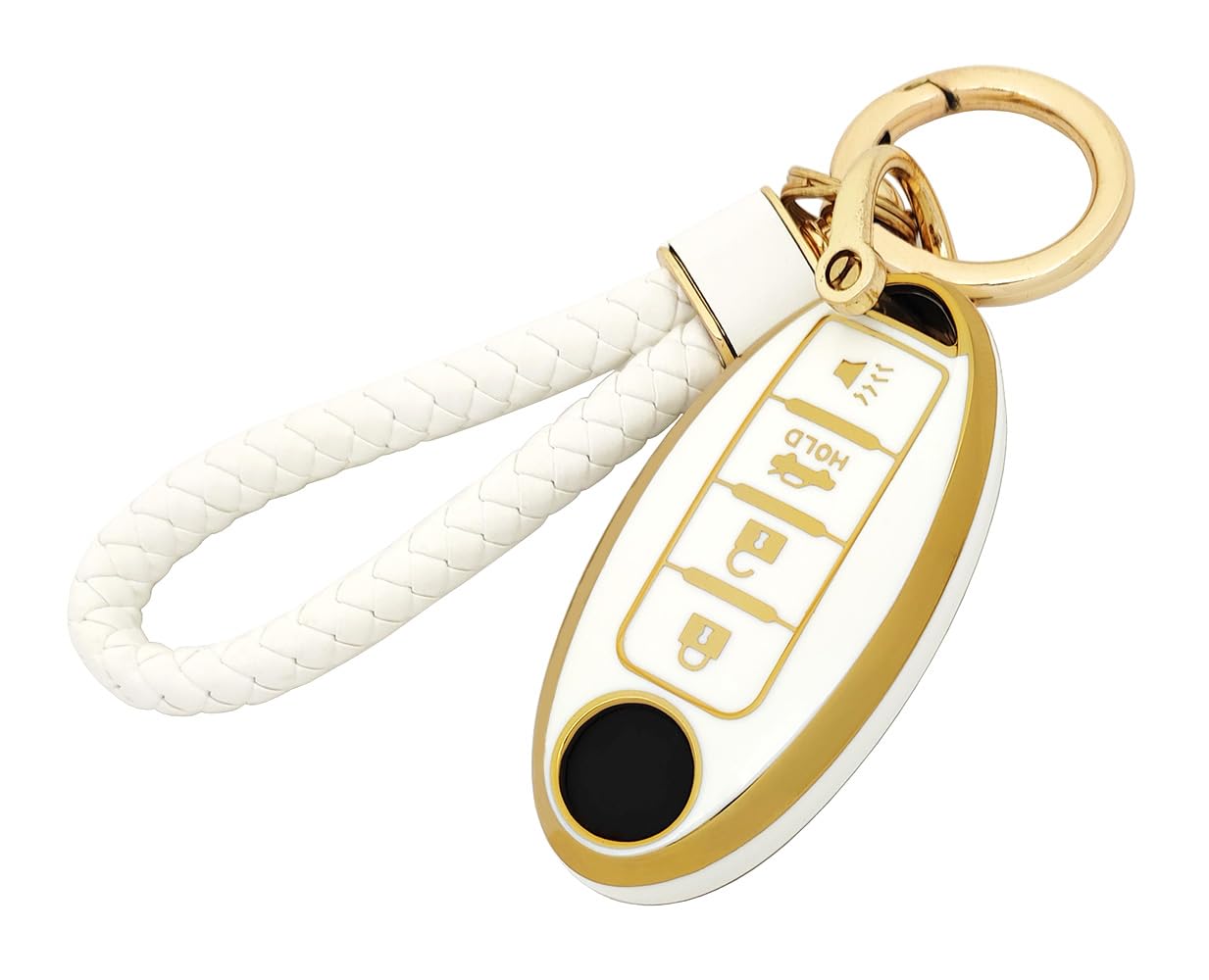 Arruweer Key Fob Cover For Nissan Key Case With Keychain For Nissan Altima Maxima Rogue Armada Pathfinder Versa 4 Buttons Smart