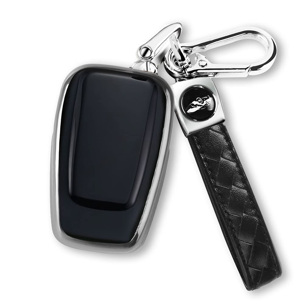Qbuc For Toyota Key Fob Cover With Keychain Tpu Suitable For 2018-2022 Toyota Camry Rav4 Avalon C-Hr Corolla Highlander Gt86 (Style 1-Silver)